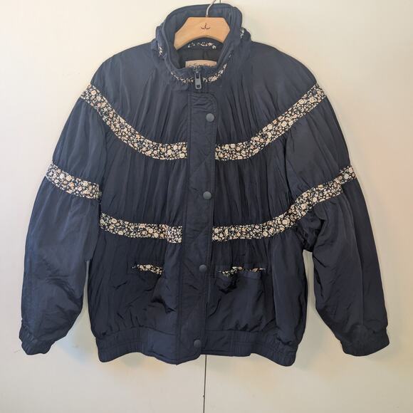 Free People Bomber Blue & Floral Jacket | XS| Zip Up - Picture 7 of 16